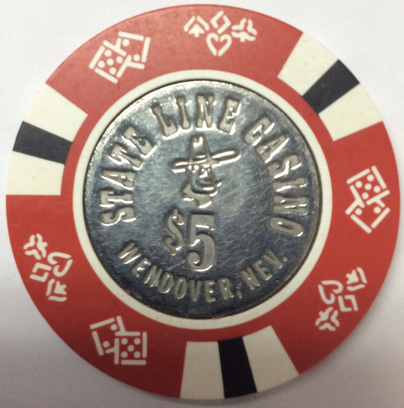 State Line Casino Wendover $5 chip incused 1980 - Spinettis Gaming