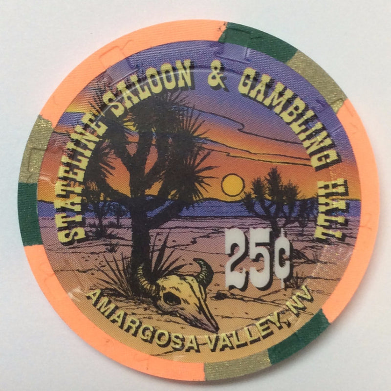 Stateline Saloon & Gambling Hall Amargosa Valley 25cent chip - Spinettis Gaming - 1