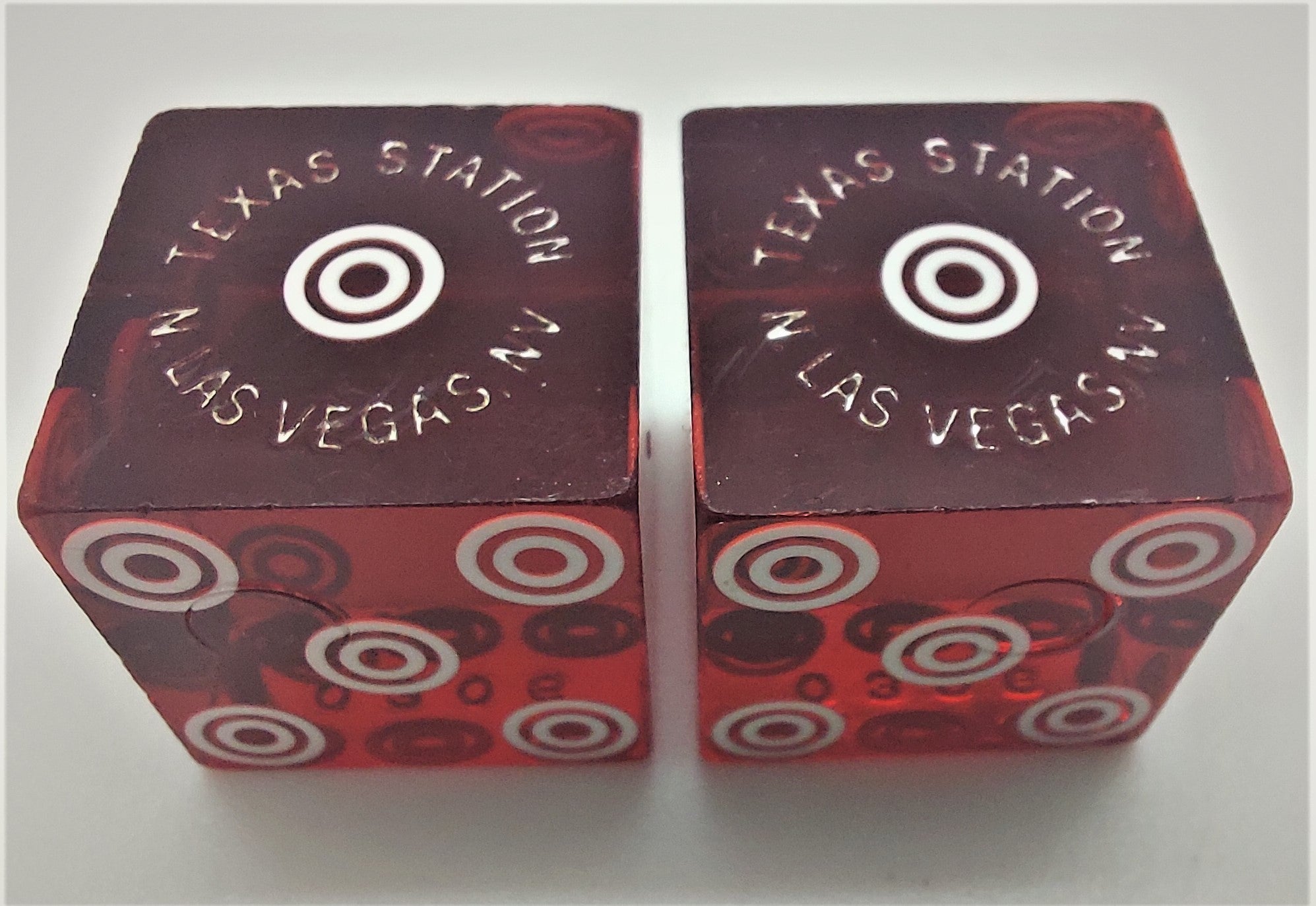 Texas Station Casino Las Vegas Nevada Dice Pair Red Matching Numbers