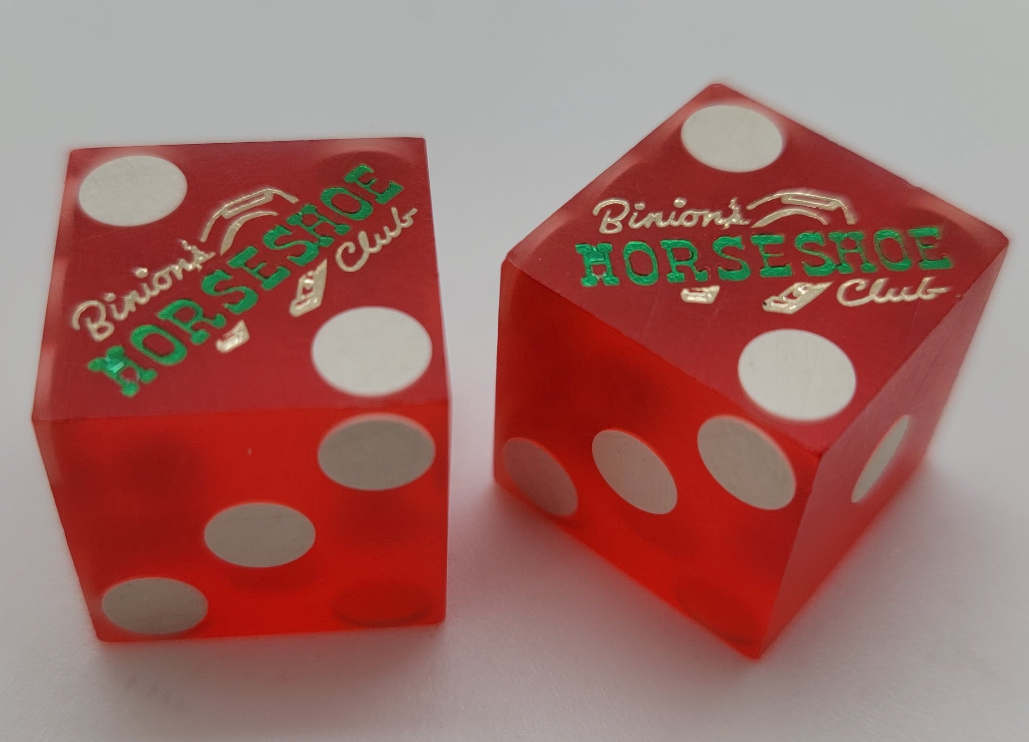 Binion's Horseshoe Club Las Vegas Red Dice Pair Matching Logo