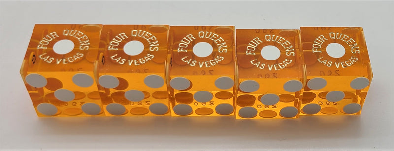 Four Queens Used Casino Dice Yellow Stick of 5 Matching Numbers