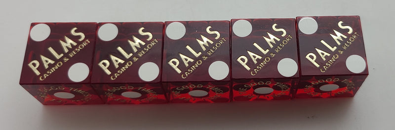 Palms Used Red Las Vegas Casino Dice Stick of 5 Matching Numbers