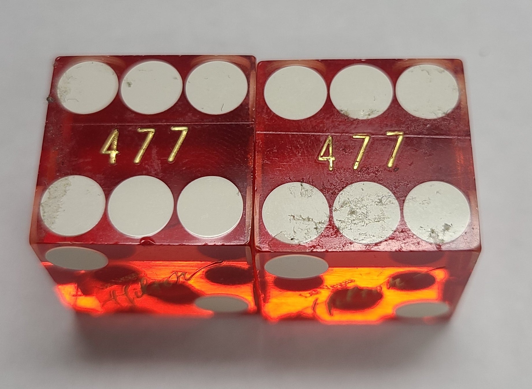 Hilton Las Vegas Nevada Red Dice Pair Matching Numbers