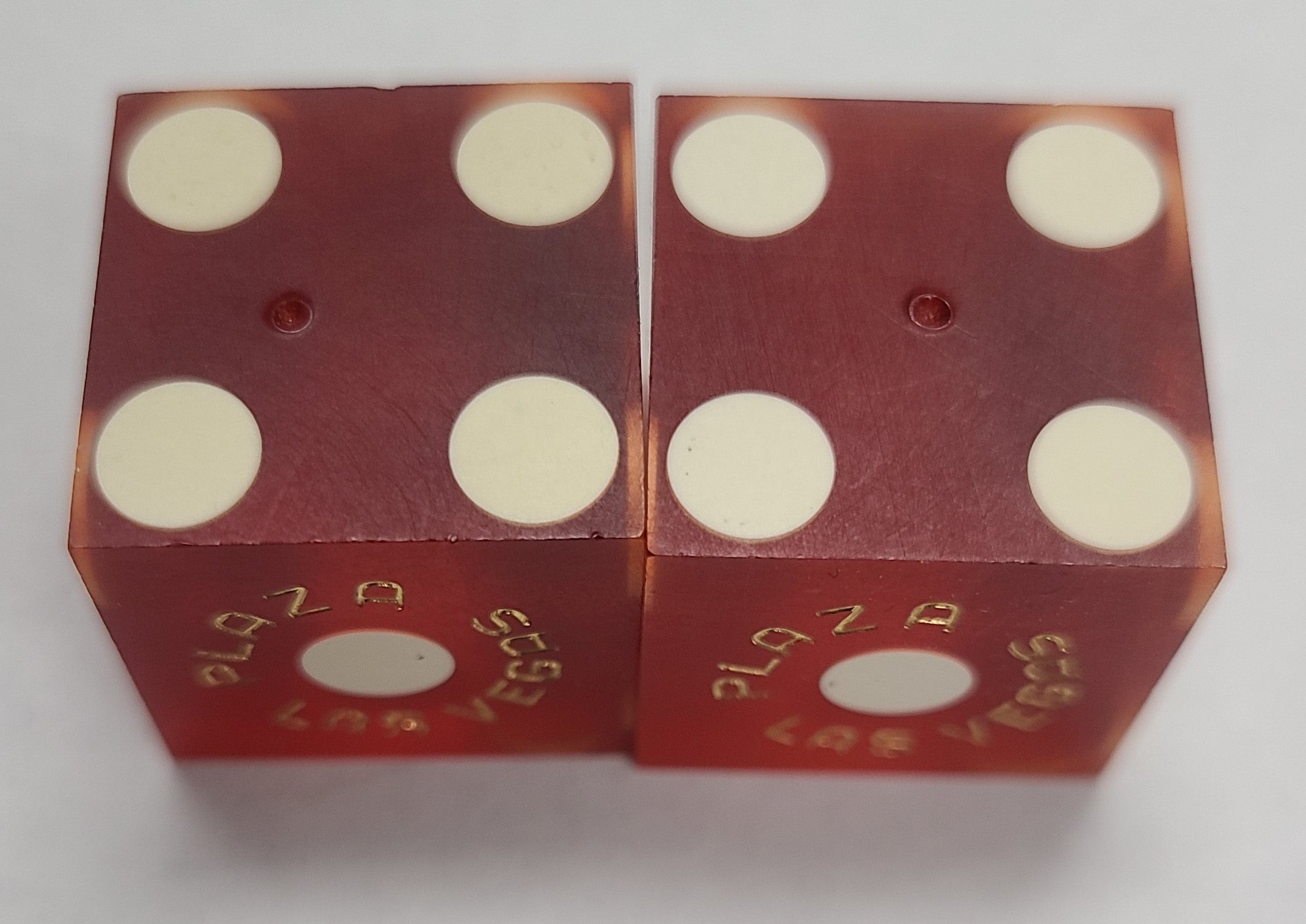 Plaza Casino Las Vegas Red Dice Pair Matching Numbers