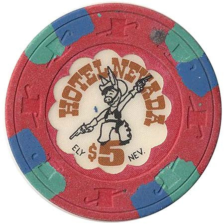 Hotel Nevada $5 red (4-gree/blue) chip - Spinettis Gaming - 1