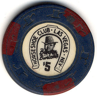 HorseShoe Club $5 blue (3-red inserts) chip - Spinettis Gaming - 1