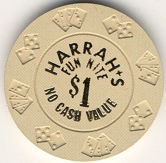 Harrah's $1 beige chip - Spinettis Gaming - 2