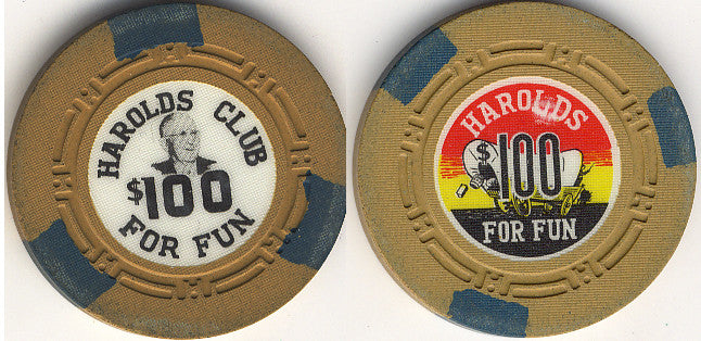 Harold's Club $100 (3-green inserts) Chip - Spinettis Gaming - 1