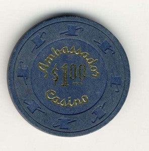 Ambassador Casino $1 (1978) Chip - Spinettis Gaming - 2