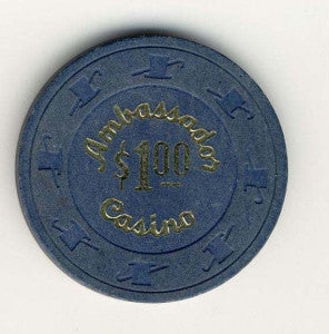 Ambassador Casino $1 (1978) Chip - Spinettis Gaming - 1