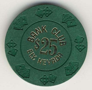 Bank Club Ely $25 (dr green 1962) Chip - Spinettis Gaming - 2