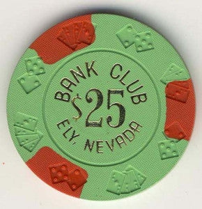 Bank Club Ely $25 (lt green 1965) Chip - Spinettis Gaming - 2