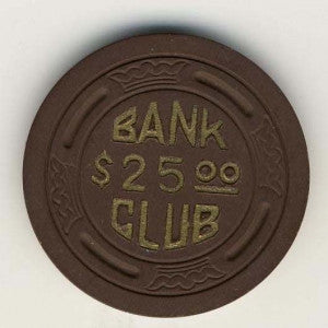 Bank Club Searchlight $25 (brown 1946) Chip - Spinettis Gaming - 2