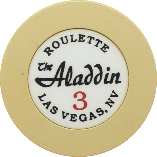 Aladdin Casino Las Vegas Nevada Beige Roulette 3 Chip 1990s