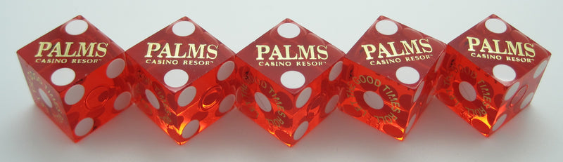 Palms Used Red Las Vegas Casino Dice Stick of 5 Matching Numbers 2000's (B)