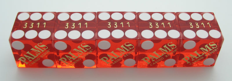 Palms Used Red Las Vegas Casino Dice Stick of 5 Matching Numbers 2000's (B)