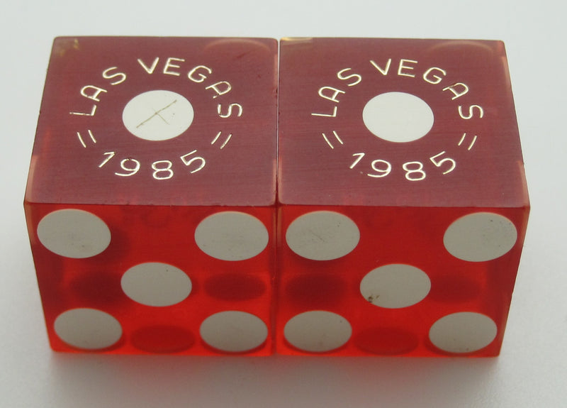 Maxim Hotel and Casino Red Used Dice, One pair 1985 Matching Pair