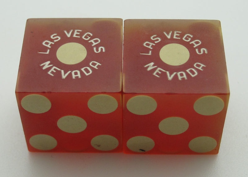 Maxim Hotel and Casino Red Used Dice, One pair 1980's Matching Pair