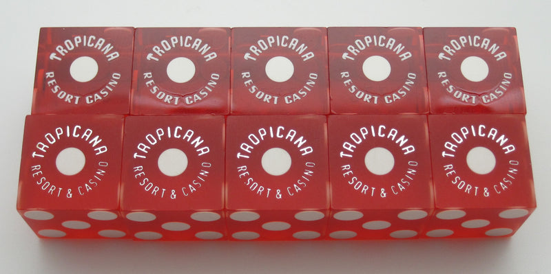 Tropicana Used Red Las Vegas Casino Dice ONE Stick of 5 Matching Numbers