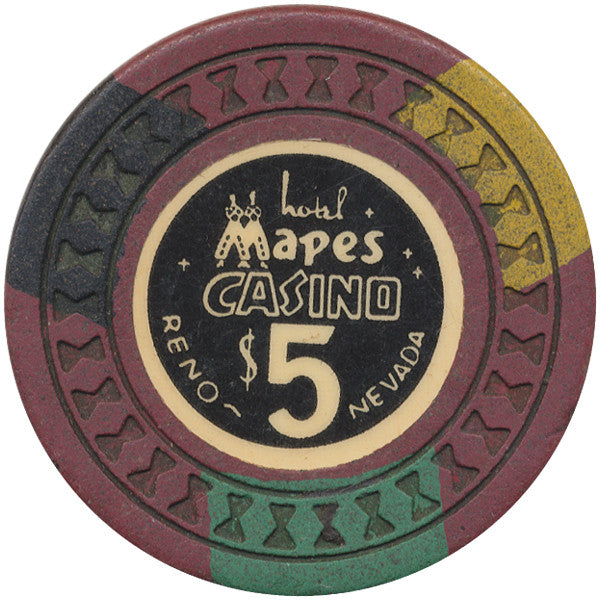 Mapes Casino $5 (brown, hourglass mold) Chip - Spinettis Gaming - 1