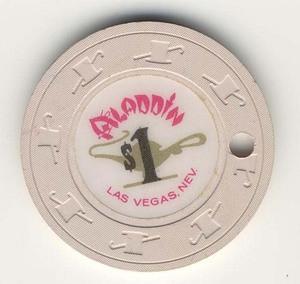 Aladdin Casino $1 (1970s) Off-White Chip - Spinettis Gaming - 1