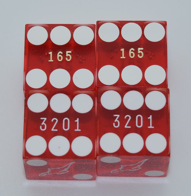 Aladdin Used Red Las Vegas Casino Pair of Dice Matching Numbers 2000's