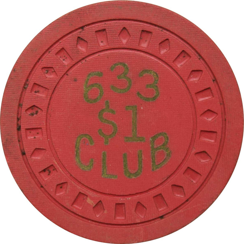 633 Club/Flamingo Club Illegal Casino Newport Kentucky $1 DiaSqr Chip