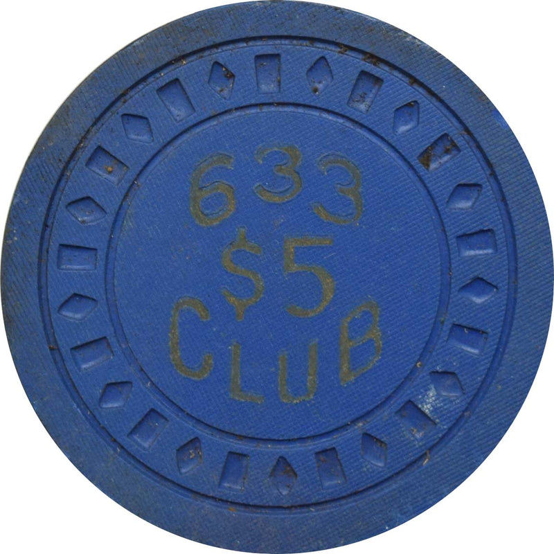 633 Club/Flamingo Club Illegal Casino Newport Kentucky $5 DiaSqr Chip