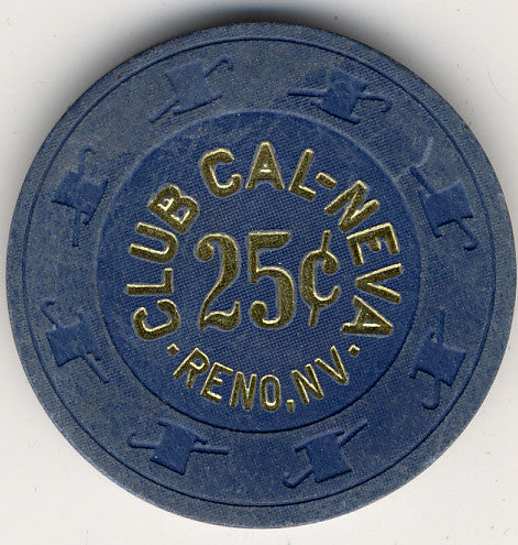 Club Cal-Neva 25cent (slanted cent sign navy 1908s) Chip - Spinettis Gaming