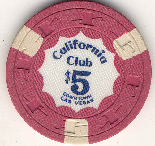 California Club $5 pink (3-beige inserts) Chip - Spinettis Gaming - 1