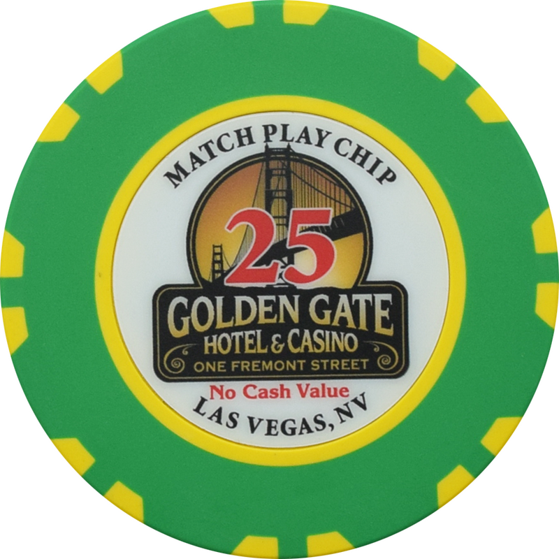 Golden Gate Casino Las Vegas Nevada $25 No Cash Value Match Play Green 50mm Chip 2000s