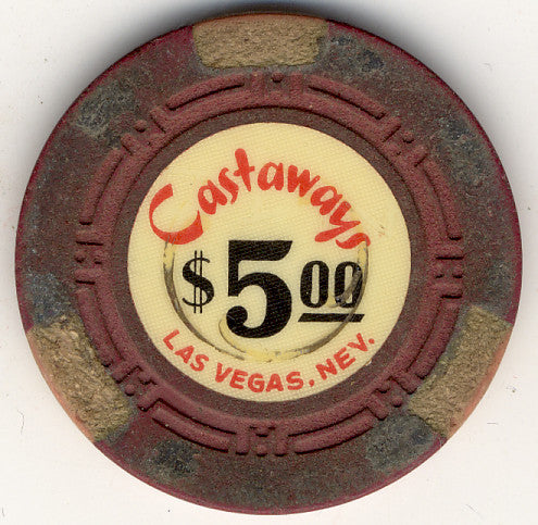 Castaways Casino $5 maroon Chip - Spinettis Gaming - 2