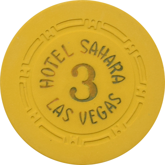 Sahara Casino Las Vegas Nevada Yellow Roulette 3 Chip 1950s