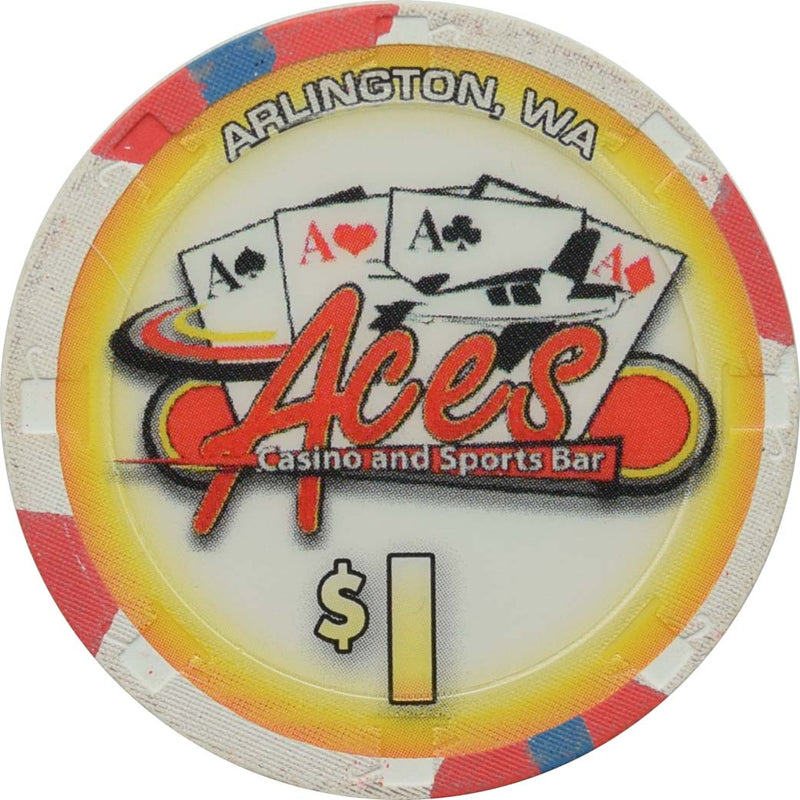 Aces Casino & Sports Bar Casino Arlington Washington $1 Chip
