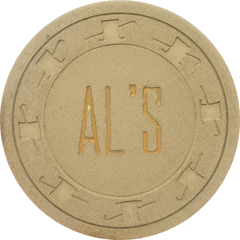 Al's Liquors Casino N. Las Vegas Nevada 25 Cent Beige Chip 1955