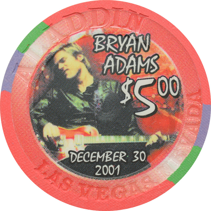Aladdin Casino Las Vegas Nevada $5 Bryan Adams Chip 2001