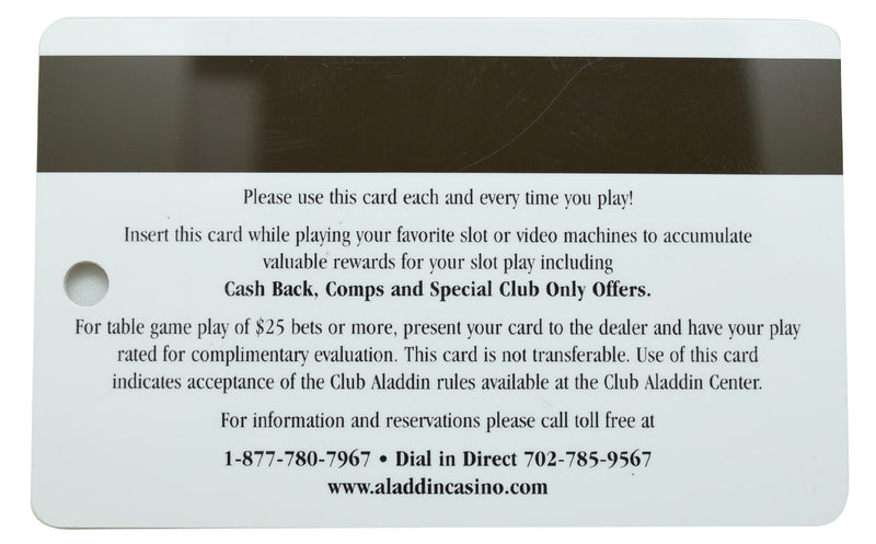Aladdin Casino Las Vegas Nevada Club Member Players Card