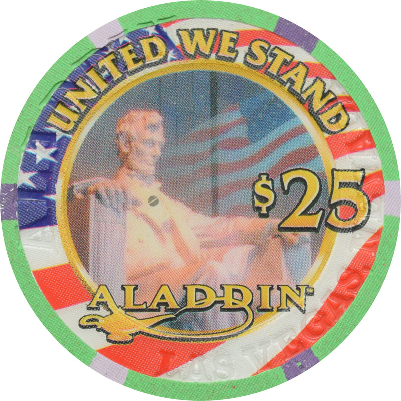 Aladdin Casino Las Vegas Nevada $25 United We Stand/God Bless America Chip 2001