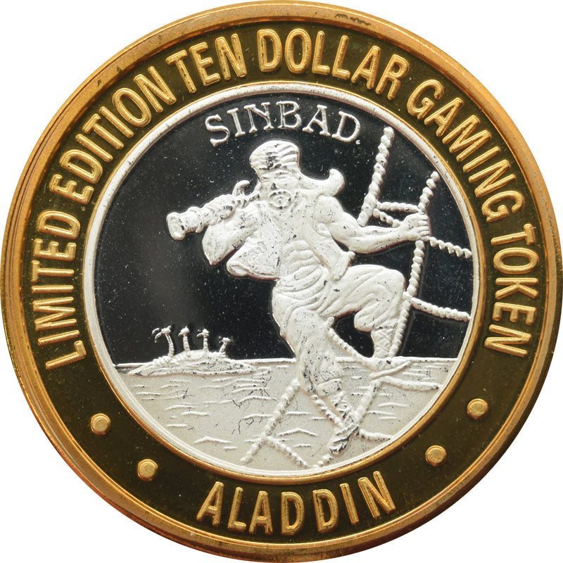 Aladdin Casino Las Vegas "Sinbad" $10 Silver Strike .999 Fine Silver 1994