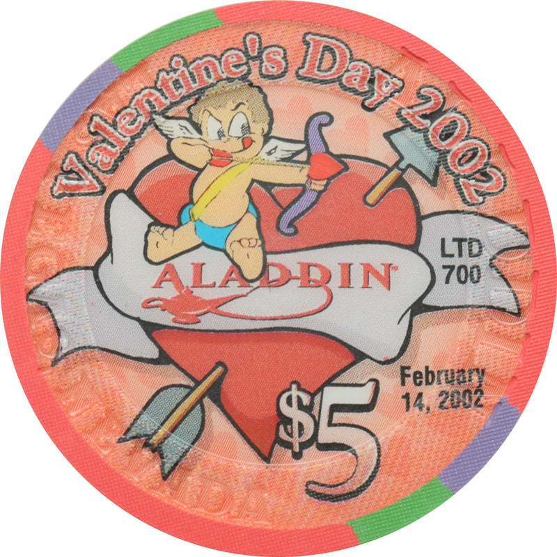 Aladdin Casino Las Vegas Nevada $5 Valentine's Day Chip 2002