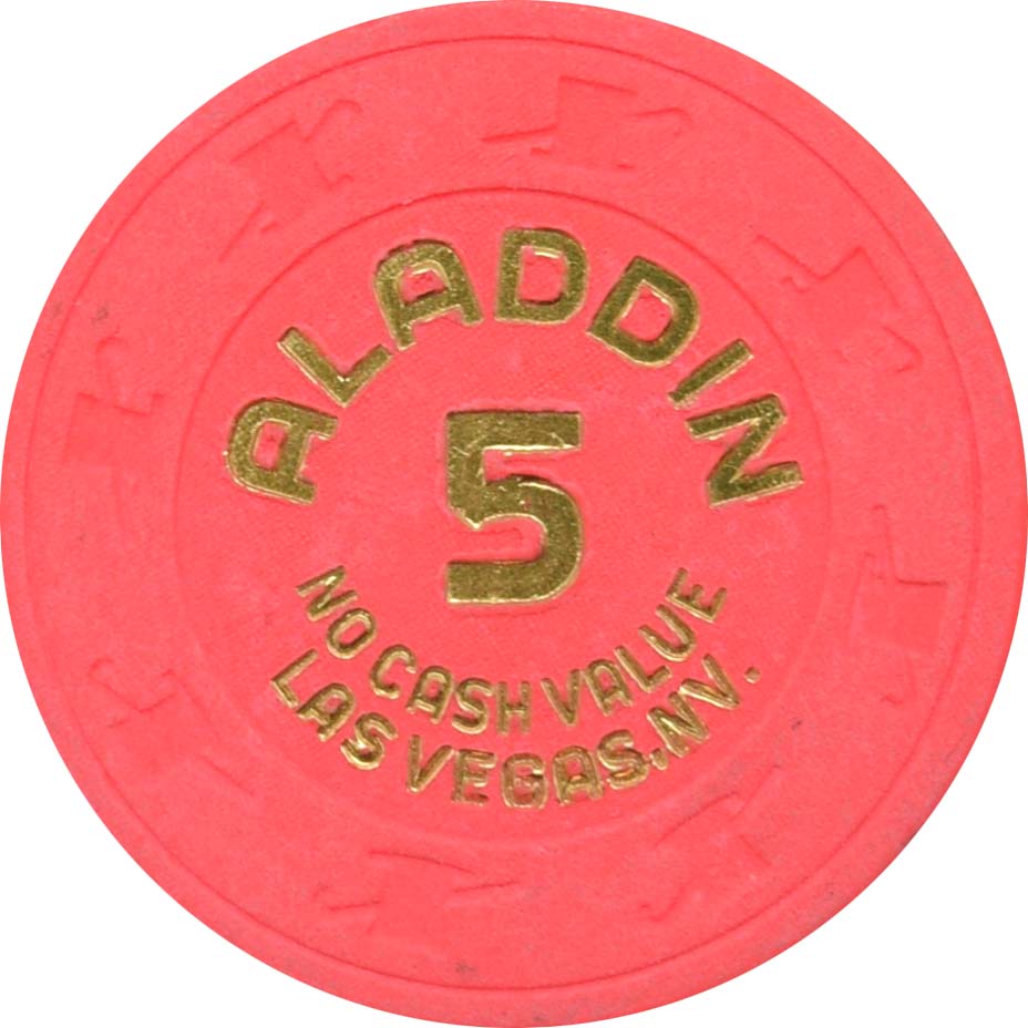 Aladdin Casino Las Vegas Nevada $5 No Cash Value Chip 1970s