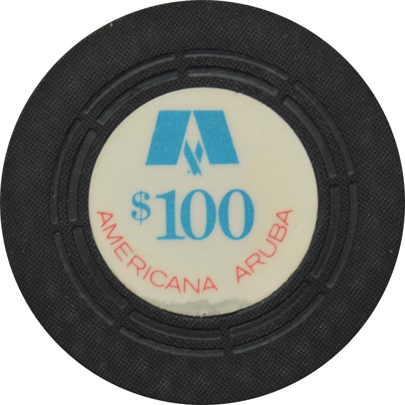 Americana Casino Palm Beach Aruba $100 Green Center Chip