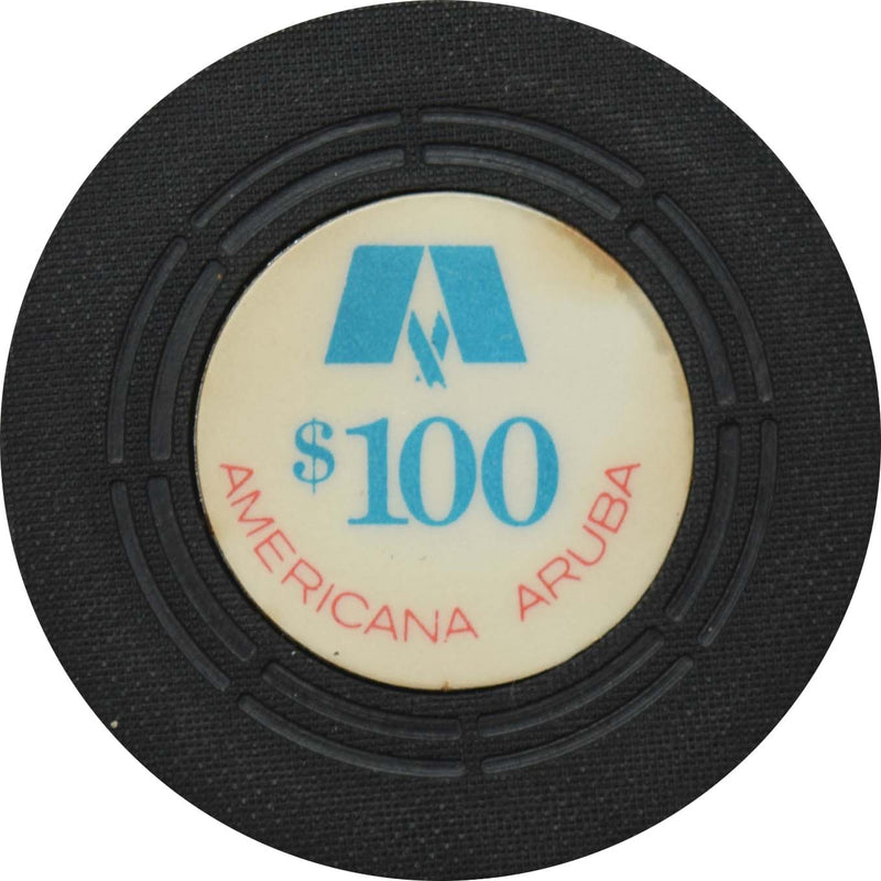 Americana Casino Palm Beach Aruba $100 Green Center Chip
