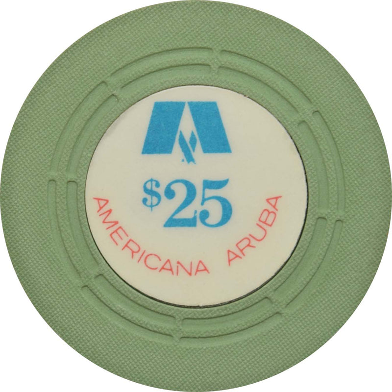 Americana Casino Palm Beach Aruba $25 Red Center Chip