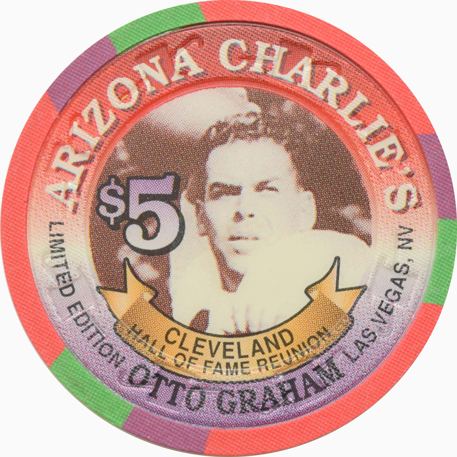 Arizona Charlie's Casino Las Vegas Nevada $5 Otto Graham Chip 1996