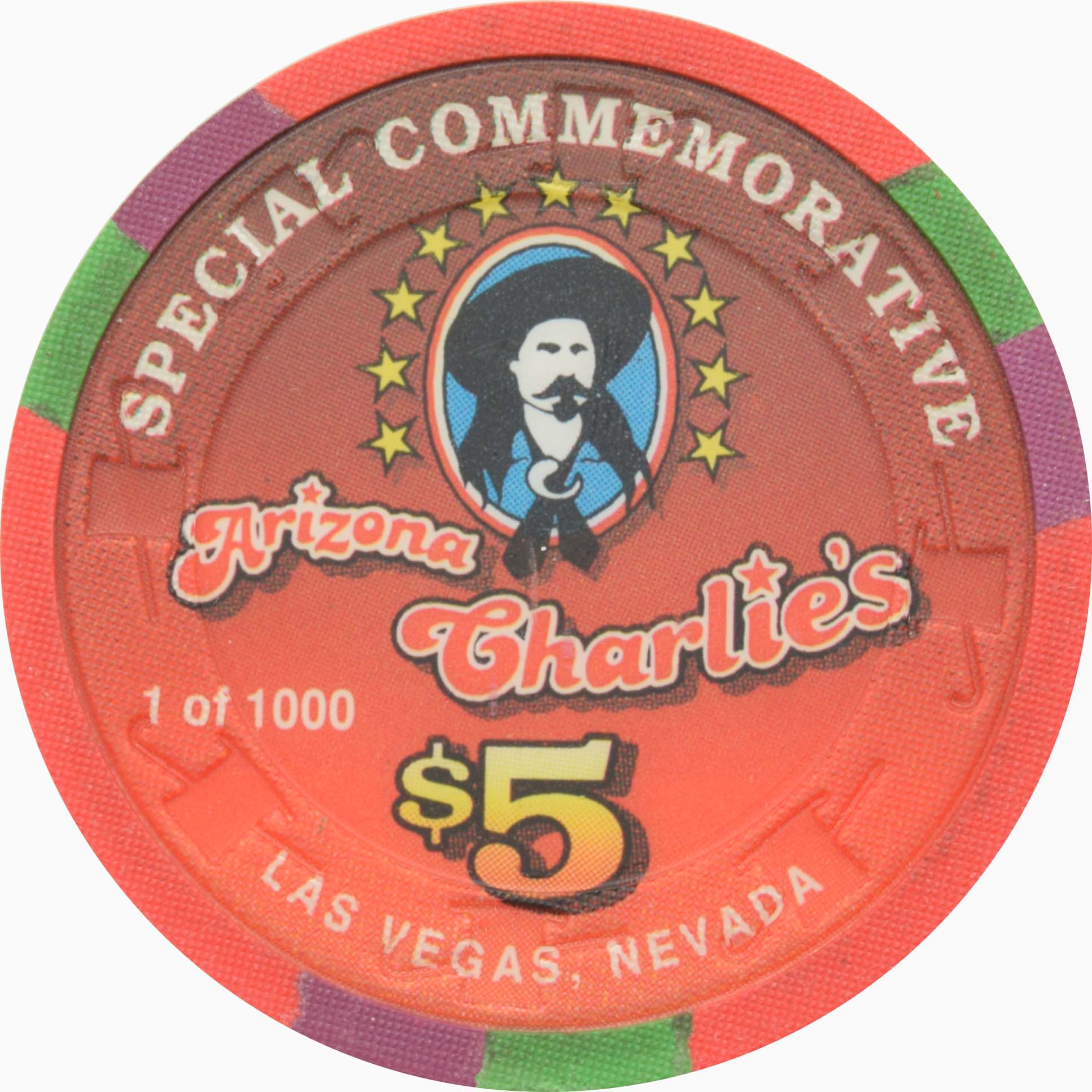 Arizona Charlie's Casino Las Vegas Nevada $5 Paul Rochester Chip 1996