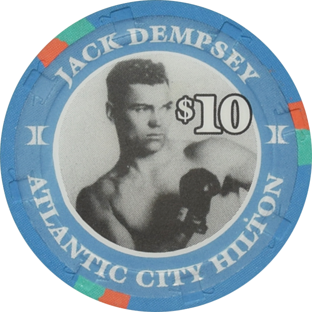 Hilton Casino Atlantic City New Jersey $10 Jack Dempsey Boxing Hall of Fame Chip