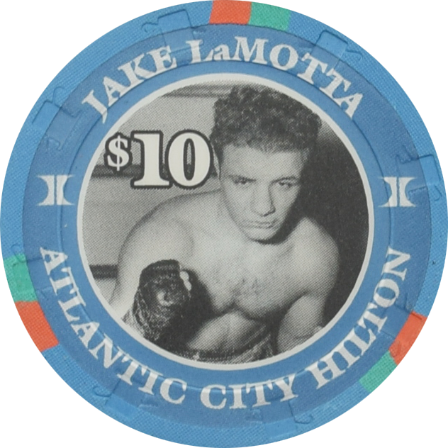 Hilton Casino Atlantic City New Jersey $10 Jake LaMotta Boxing Hall of Fame Chip