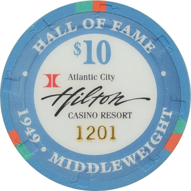 Hilton Casino Atlantic City New Jersey $10 Jake LaMotta Boxing Hall of Fame Chip