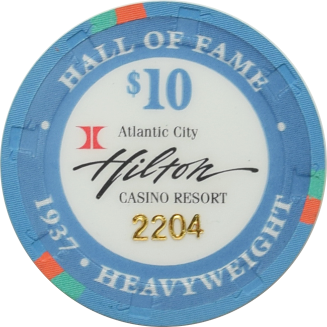Hilton Casino Atlantic City New Jersey $10 Joe Louis Boxing Hall of Fame Chip